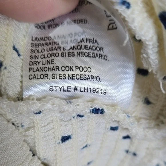 Patrons of Peace Smocked Long Sleeve Polka Dot Top, Cottage, Cream Black, Large - Picture 5 of 8